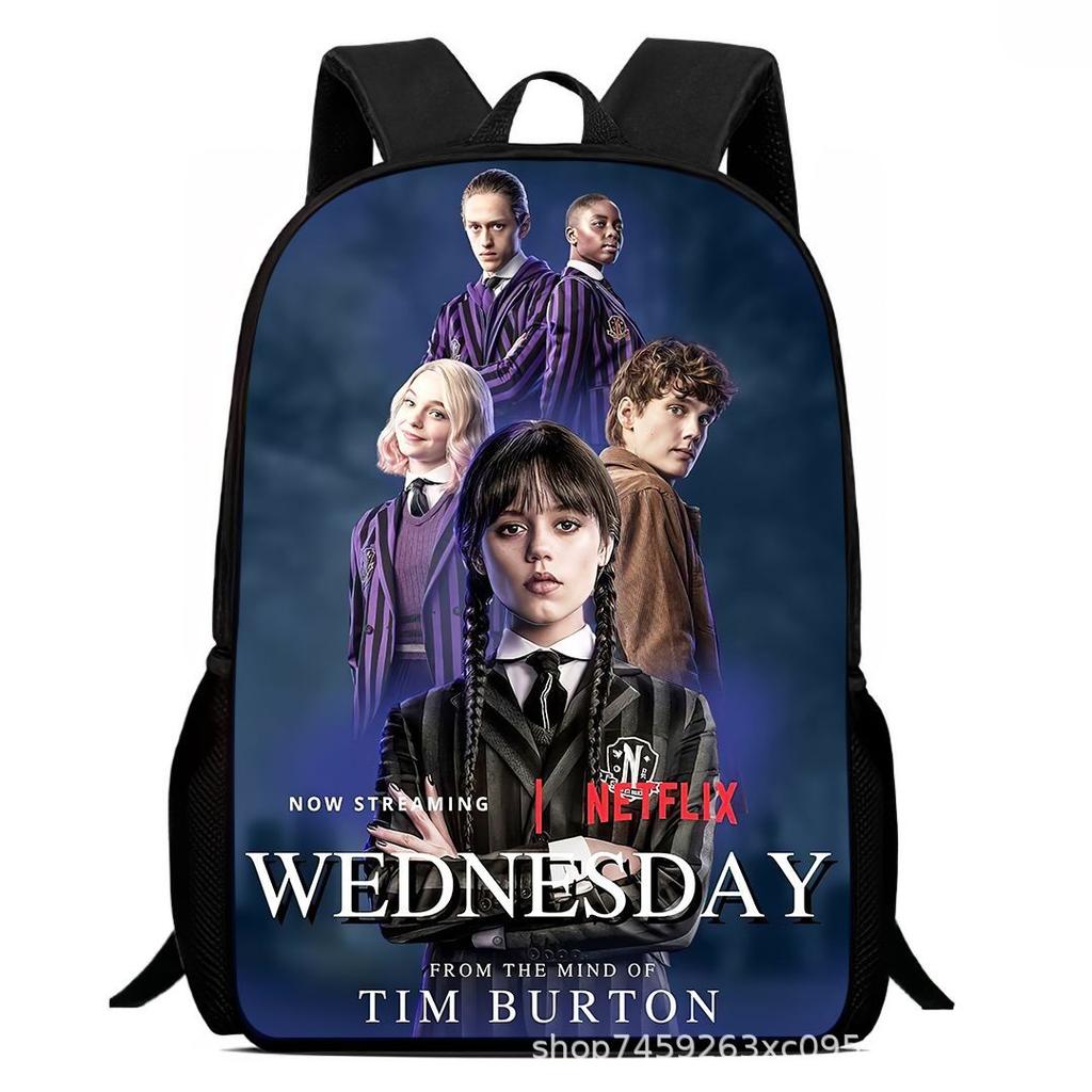 Wednesday 3 School Bag Printing Casual Multifunctional Cross-Border Backpack Straight Hair