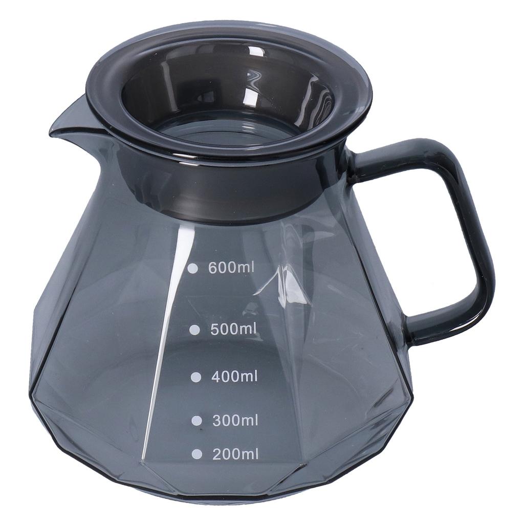 Kaffeekessel Hitzebeständige Kaffeekanne zum Teilen Transparente Schwarze Glas-Teekanne für Küche Zuhause 600ml