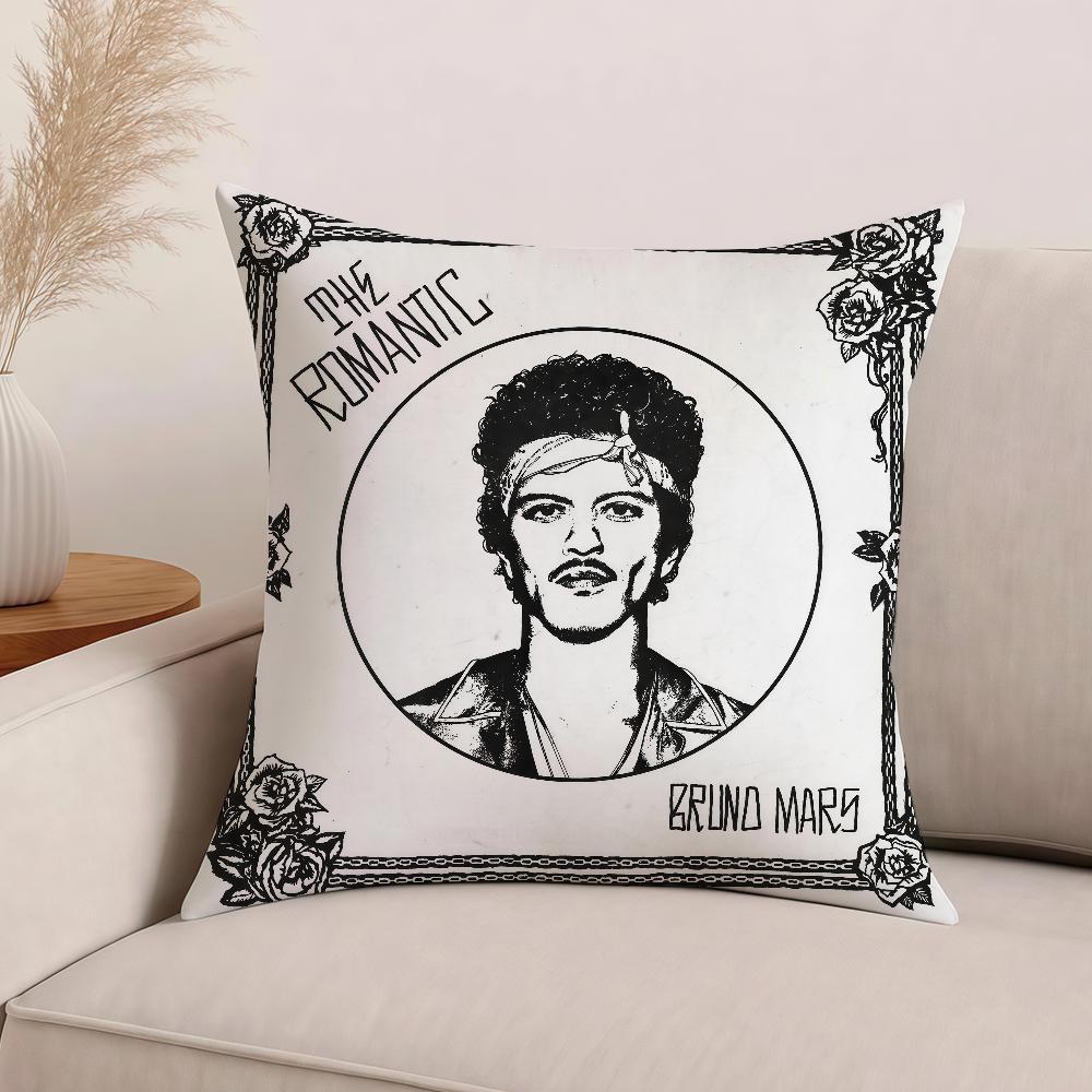 Federa Cuscino Bruno Mars The Romantic Tour Cuscini da Ufficio Adatti per Divano Auto Camera da Letto Copricuscino Decorativo