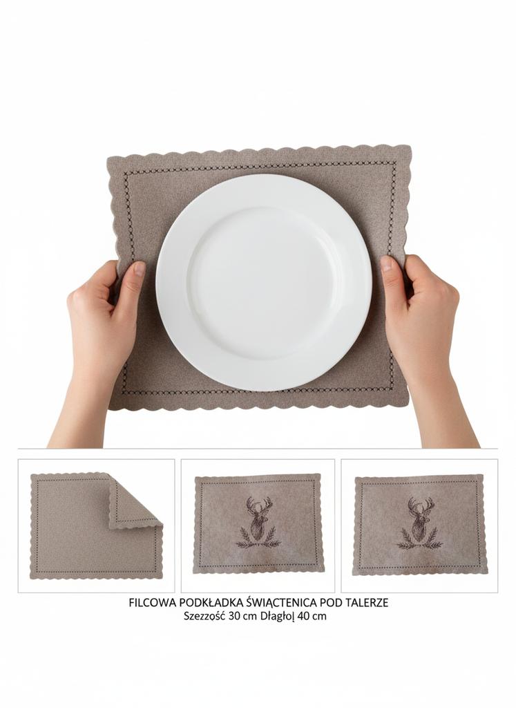 Felt Christmas Plate Mat Beige 30×40 Cm For Decoration