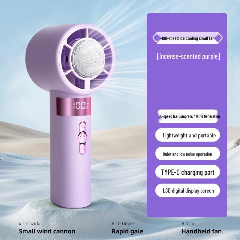 26-Year Anniversary Handheld High-Speed Fan with Digital Display, USB Charging, 100-Speed Brushless, Ice-Feeling Portable Gift 6x6x16 cm