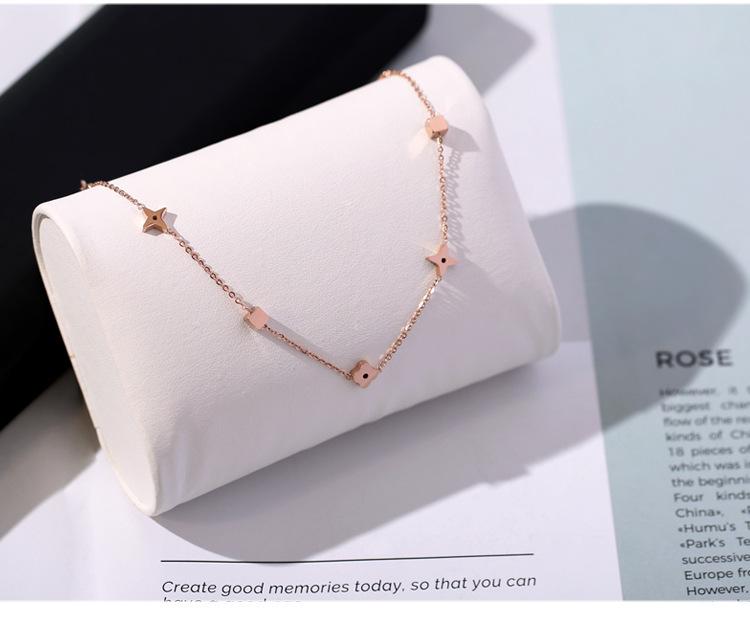Korean Style 18K Rose Gold Plated Titanium Steel Flower Anklet for Women - Simple, Fashionable Design