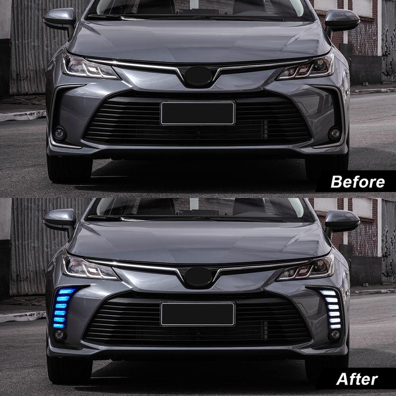For Toyota Corolla     LED DRL Daytime Running Lights Car Fog Lamps Turn Signal Front Bumper White Yellow Blue