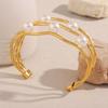 Multitier Imitation Pearls Chain Bracelet Fashion Forward Jewelry Piece Stainless Steel Adjustable Closure For Daily Use