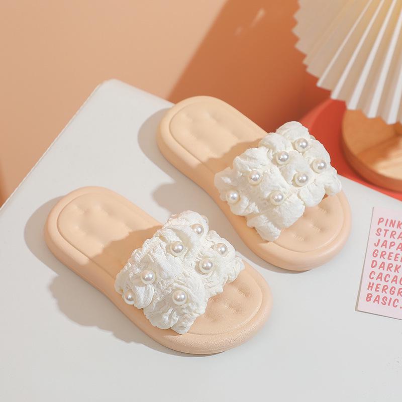 Rutschfeste Hausschuhe für Mädchen mit süßer Schleife, weiche Sohle, Prinzessinnen-Stil, Sommer-Sandalen für drinnen/draußen für große, mittlere und kleine Kinder