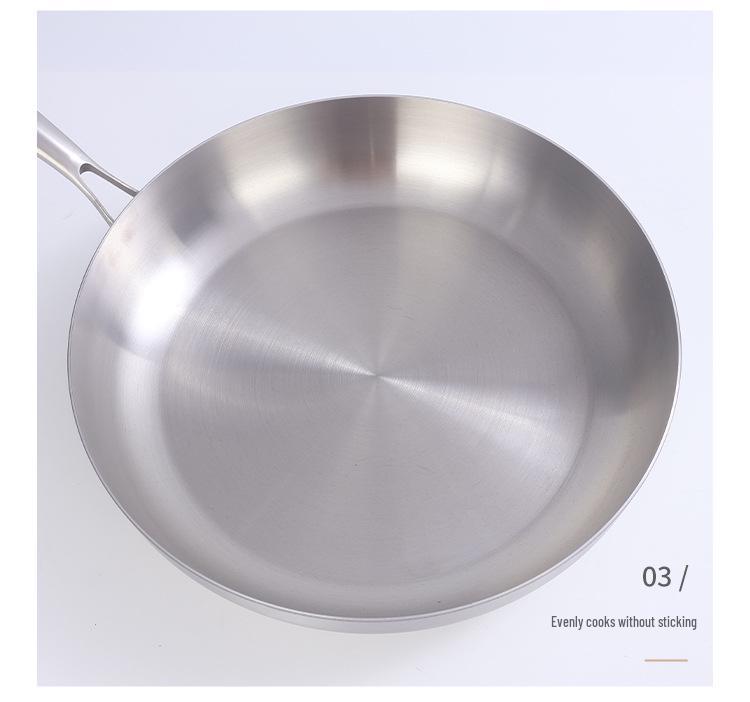 304 Stainless Steel Non-Stick Wok - Flat-Bottomed, No Coating, Low-Smoke, Three-Layer Cookware
