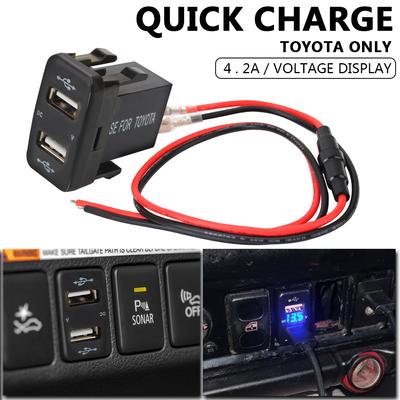 Dual USB QC Car Socket Charger For Toyota Power Adapter 12-24V Quick Charge 4.2A Dual USB New For Car Usb Toyota Charger