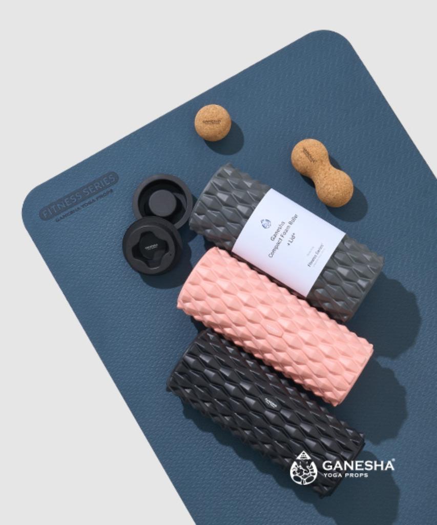 GANESHA YOGA PROPS Compact Foam Roller + 33Cm Lead