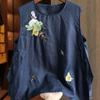 Chinese Style Cotton  Vest Vest Ladies Summer Embroidered Button Design Sleeveless Top