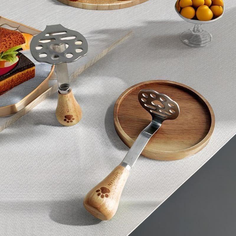 Nerezová ocel Dřevěná rukojeť Mačkadlo na medvěda Mačkadlo na brambory Kuchyňský nástroj Mačkadlo na sladké brambory a ovoce Drcené brambory