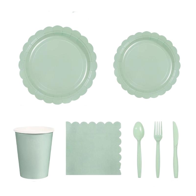 25Pcs Colorful Paper Paper Plates Cups Napkins Cutlery Set Party Dinnerware Supply for Kid Birthday Baby Showers Party