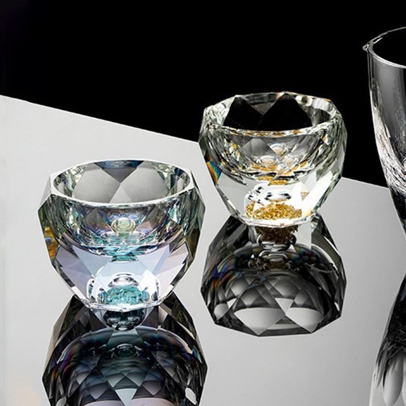 4ks 50ml Křišťálová fasetovaná sada sklenic na likér Vodka Whisky Sklenice na lihoviny Tyrkysová / Zlatá Pohár na víno Soju Brandy Barové náčiní
