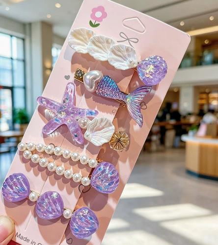 Summer Ocean Series Set Cute Children's Hairpin Pearl Hair Accessories Shell Starfish Hairpin Duckbill Clip