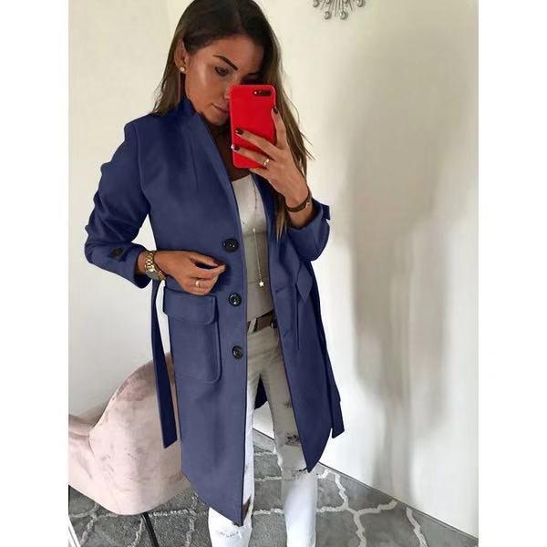 Autumn/Winter High-End Slim Wool Coat Windbreaker for Women – 4 Colors, 8 Sizes