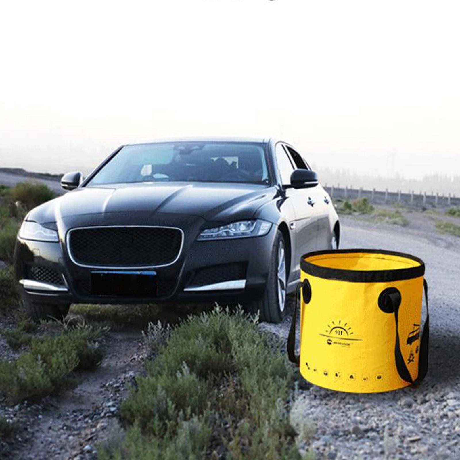 Collapsible Bucket Foldable Water Container Portable for Camping 10L_#B Yellow 10L