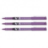 Stylo Roller Pilot Hi-Tecpoint BX-V5 Pointe Tubulaire 0,5 Mm Encre Liquide Violet - Lot De 12