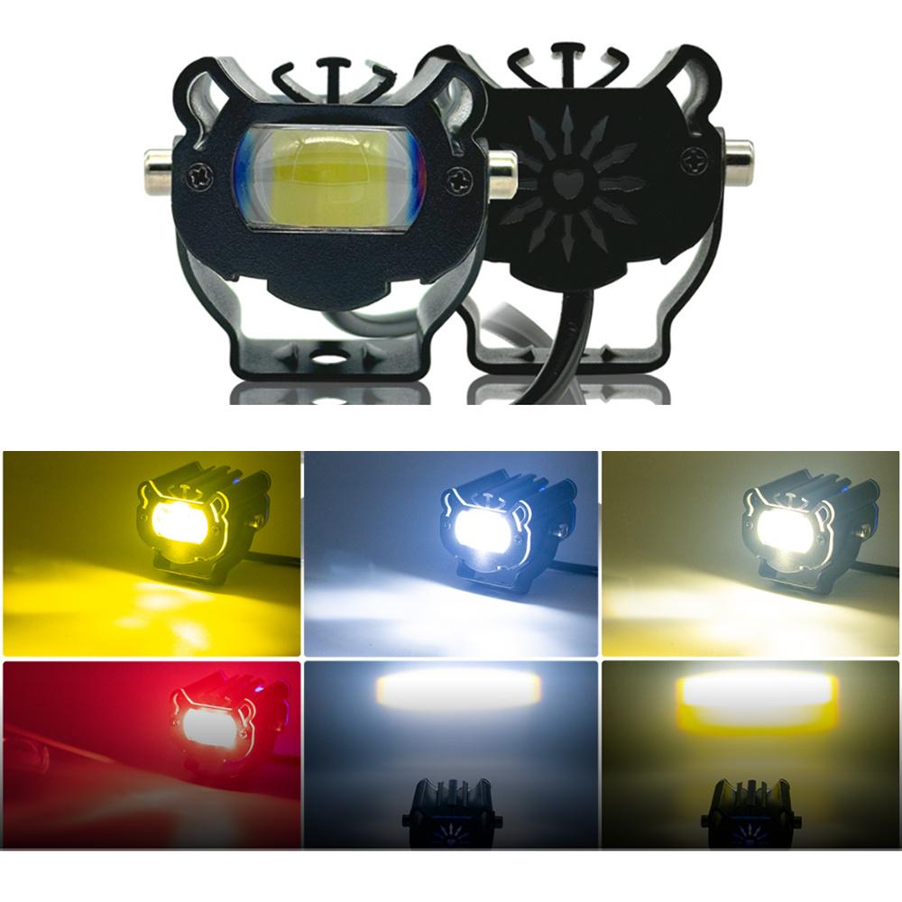 

12 - 48V Motorcycle Spotlight Waterproof Aluminum Shell Red Blue Strobe Headlight Type A