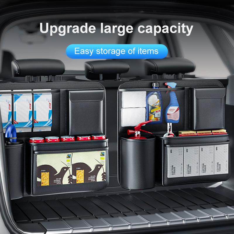 SEAMETAL Car Trunk Leather Storage Bag Car Seat Back Organizer Multifunctional UV Storage SUV Back Seat Hanging Bag