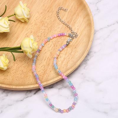 Boho Módny Dámsky Choker Farebná Reťaz s Korálkami Dámsky Náhrdelník s Príveskom Šperk Darček