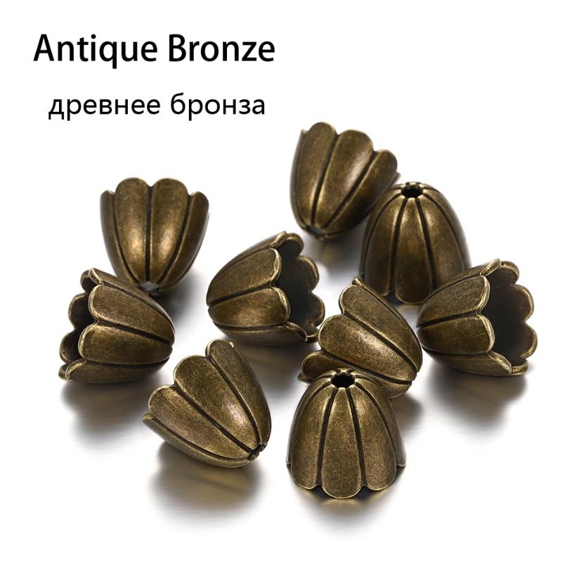4Style 2Pcs/Lot Alloy Hollow Flower Beads Caps End Cap Connectors for DIY Earrings Jewelry Findings Making Component Accessroies