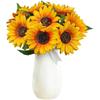 1 Bund 7 Köpfe Künstliche Sonnenblumen 29cm Sträucher Kunstblumenstrauß Für Garten Buchhandlung Hochzeit Café Laden Partydeko