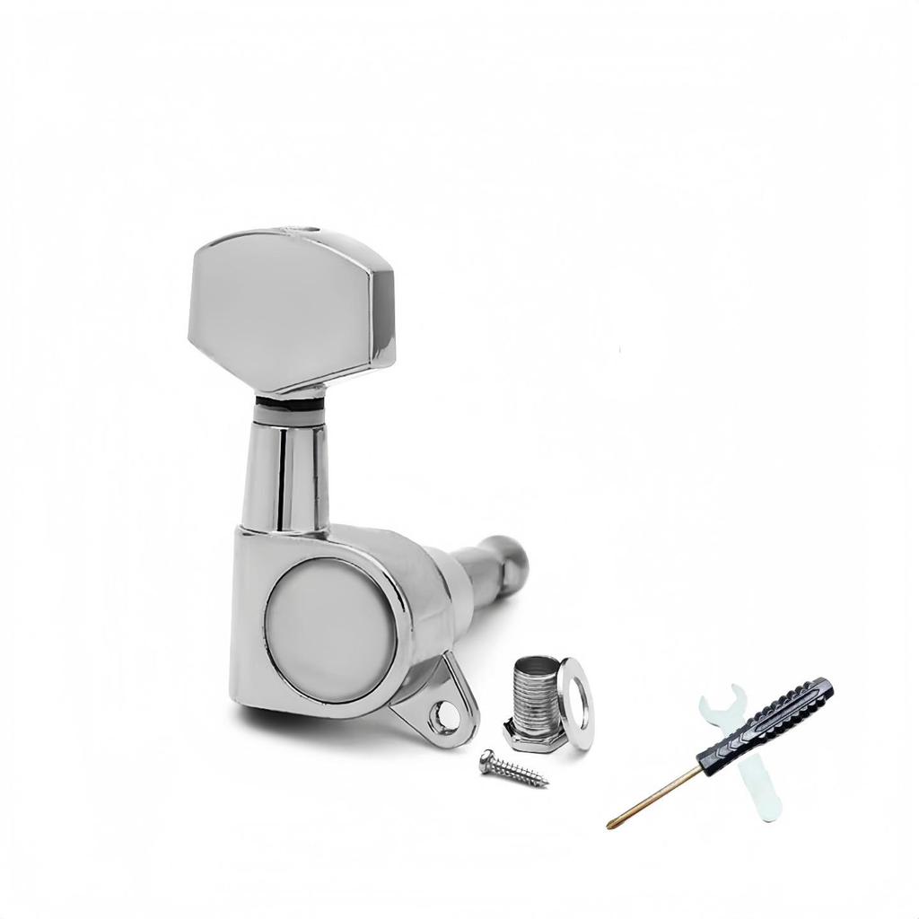 Black Square Head Folk Guitar Tuning Pegs with Enclosed Design and Built-in String Winder.