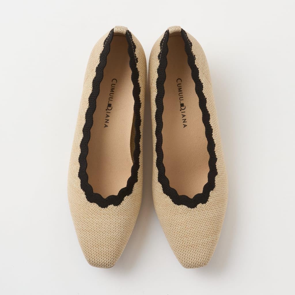 Pantofi Kumu cu toc mic, plați 122215200012 [Diana], bej, 24,0 cm,