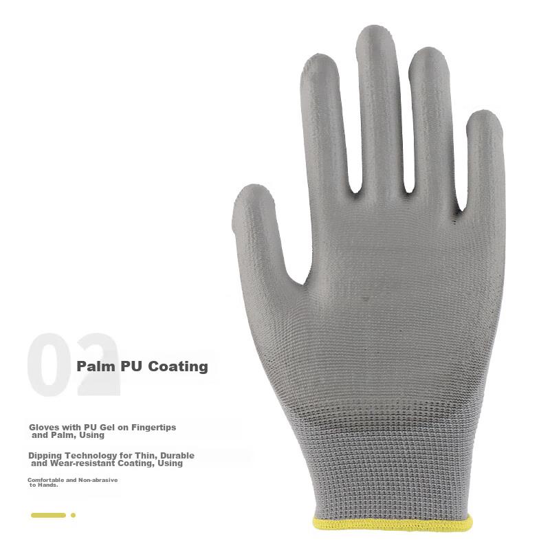 Golmud Coated Work Gloves, Black, 12 Pairs, PU Anti-Static Wear-Resistant Non-Slip Factory Gloves, GM572