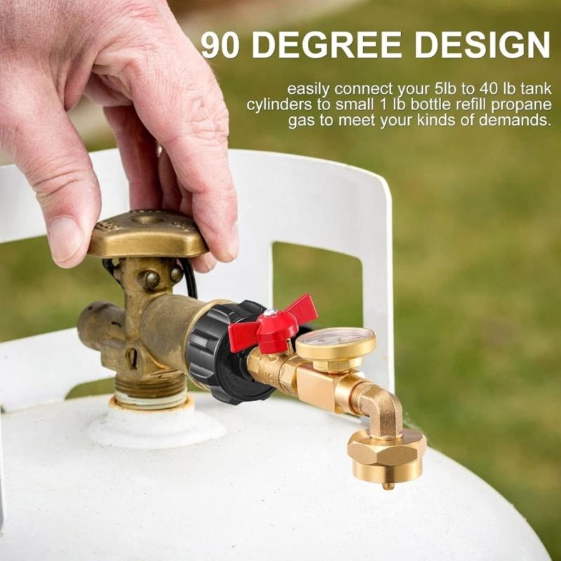 Practical Propanes Grills Adapter Quick Connecting Fitting with Pressure Gauge Metal Propanes Grills Fitting for Cooking
