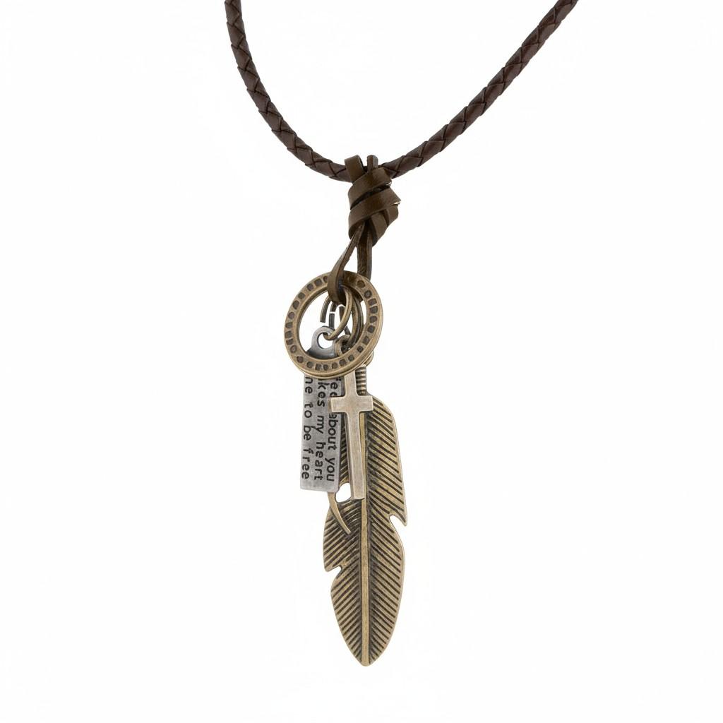 Wide retro brown leather bracelet