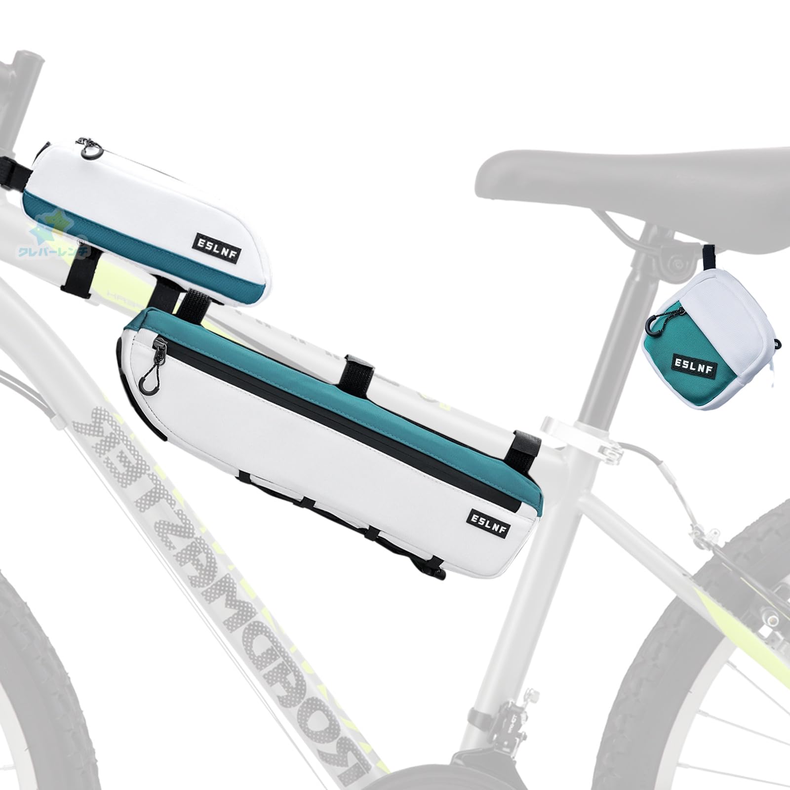 

Cleverwrench Bicycle Bag Large Easy Velcro for Road and Outdoor Activities 3-Piece Set Frame/Top Tube/Saddle, Capacity, Installation, Closure,