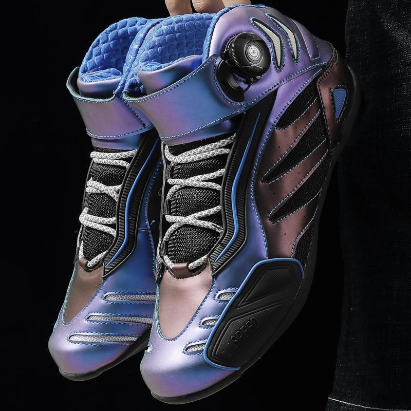 JAHSEH Motorcycle Boots Adults Motorbike Riding Shoes Breathable Biker Boots Men Women Anti-Slip Motocross Rider Riding Shoes