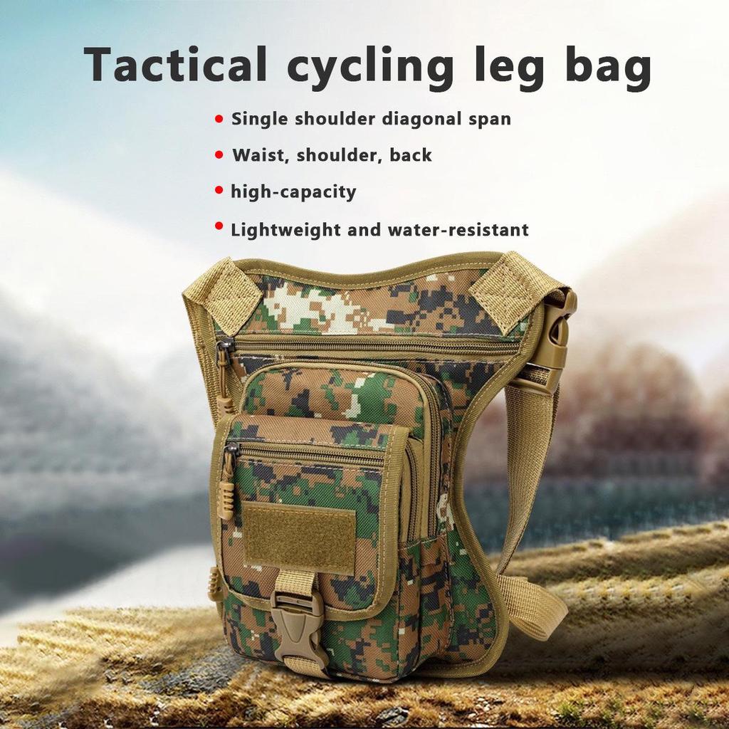 Men's Camouflage Multifunctional Outdoor Bag - Crossbody, Waist, and Leg Options for Sports and Mountaineering.