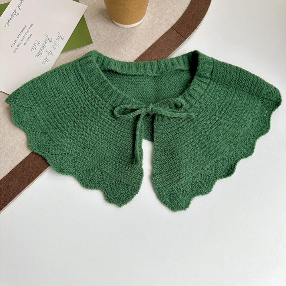 Solid Color Knitting Detachable Collar Laced Up False Collar Decoration Shirt Shawl Wrap