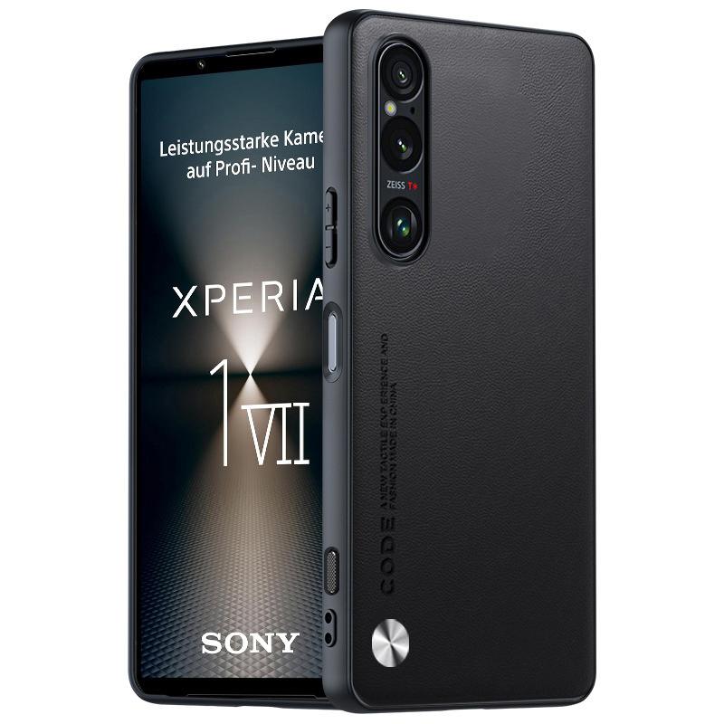 Für Sony Xperia 1 VII Hülle Luxus Fasertextur PU-Leder Schutz Kunststoff Hartschale für Sony Xperia1 VII Capa Fundas