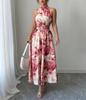 Women's Halter Neck Ruched Waist Sleeveless Ruffle Dress for Summer 2026