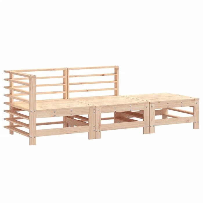 VidaXL Salon de Jardin 3 pcs, Canapés avec Repose-pieds, Sièges avec Dossier et Accoudoir, Meubles de Terrasse Patio, Bois 825646