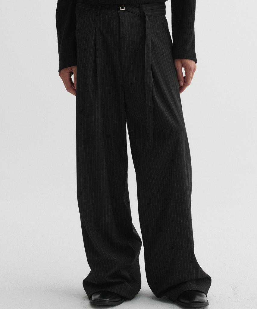DNSR Cinched Stripe Slacks Black