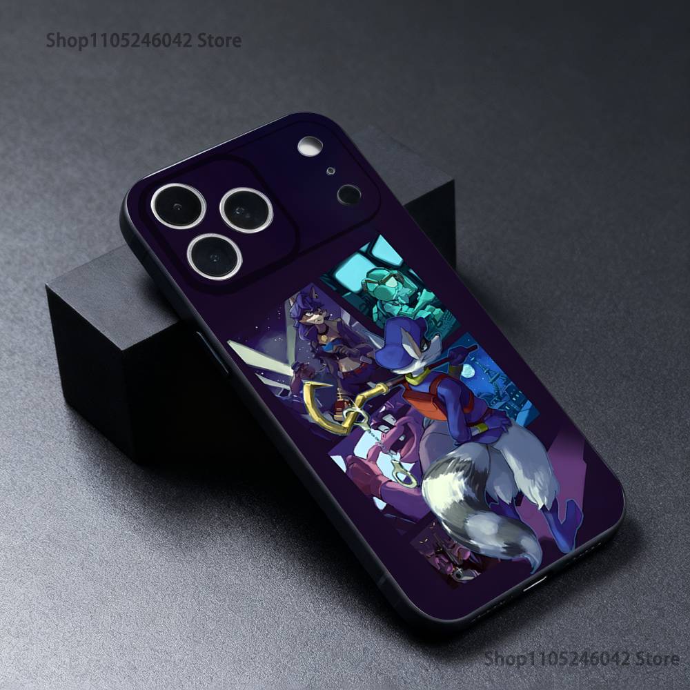 Herní kryt na telefon Sly C-Cooper Pro iPhone 17,16,15,14,13,12,11,Pro,XS,Max,XR,Plus,E,SE4,Mini Černý měkký kryt