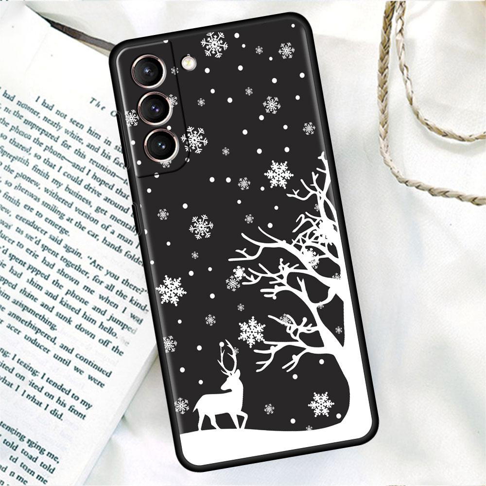 Phone Black Soft Case For Samsung Galaxy S22 S21 S20 Ultra FE S9 S8 S10 Plus Note 20 10 9 Fundas Cover Merry Christmas In Winter