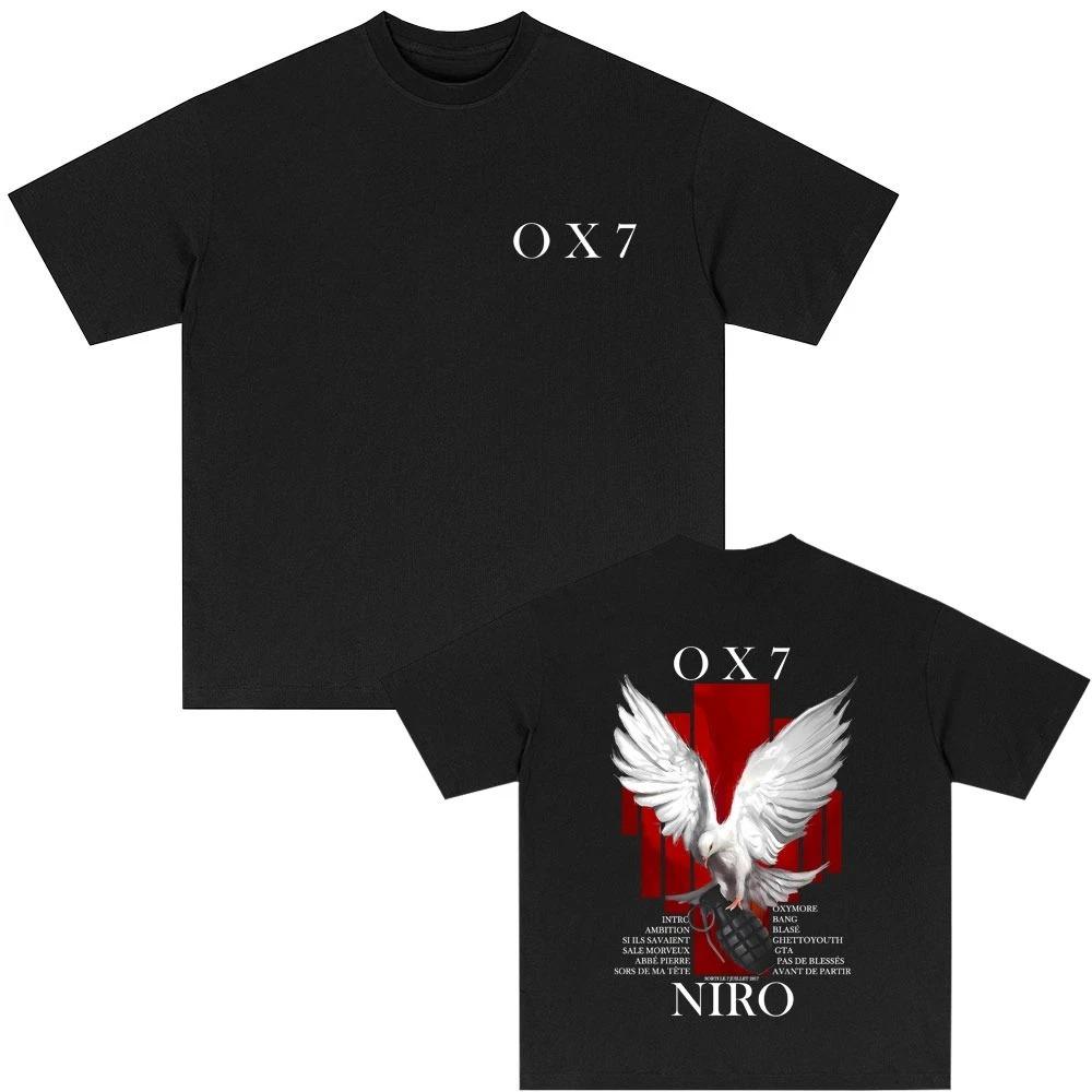 Rapper Niro OX7 Album T-shirt Men Women Hip Hop Fashion Pop Music Streetwear Unisex Vintage Casual Oversized Crewneck T Shirts