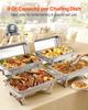 Rectangle Chafing Dish, 9.91L 4 Pack Stainless Steel Chafing Dish, Food Warmer Chafer Complete Set with Hollow Handle, 2 Food Tongs, Lid, Fuel Holder,