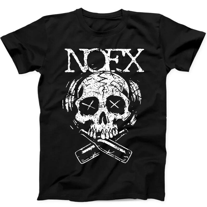 

NOFX Череп Пиво Музыкальная группа Никогда не доверяй хиппи Музыкальный подарок Черная футболка 200 XL