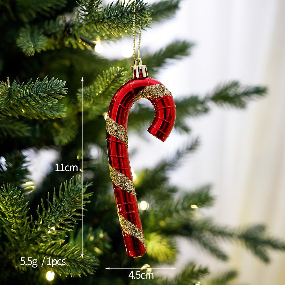 Red and White Candy Cane Christmas Ornament - Irregular Shaped Tree and Window Decoration