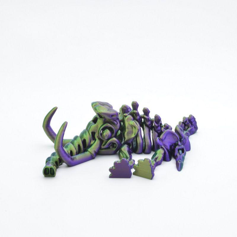 3D Printed Adorable Movable Mammoth Cartoon Skeleton Toy