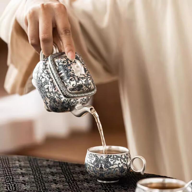 Chaxun Gilded Silver Vine Ceramic Kung Fu Teapot
