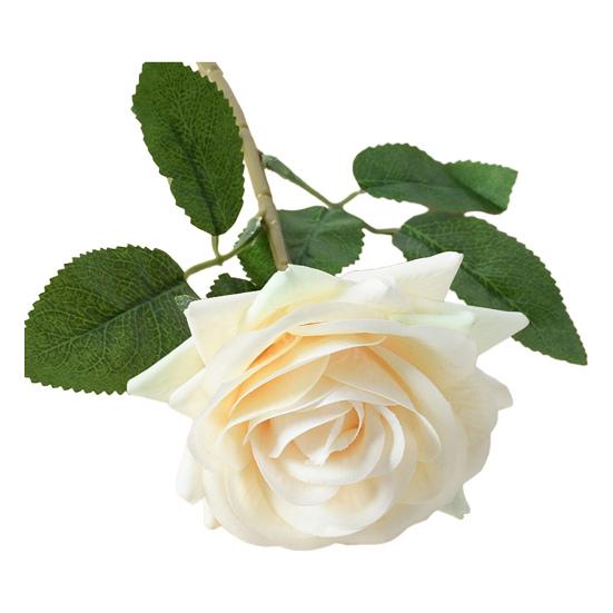 Artificial Rose with Green Leaves Realistic Fake Flower Stem Home Office Wedding Party