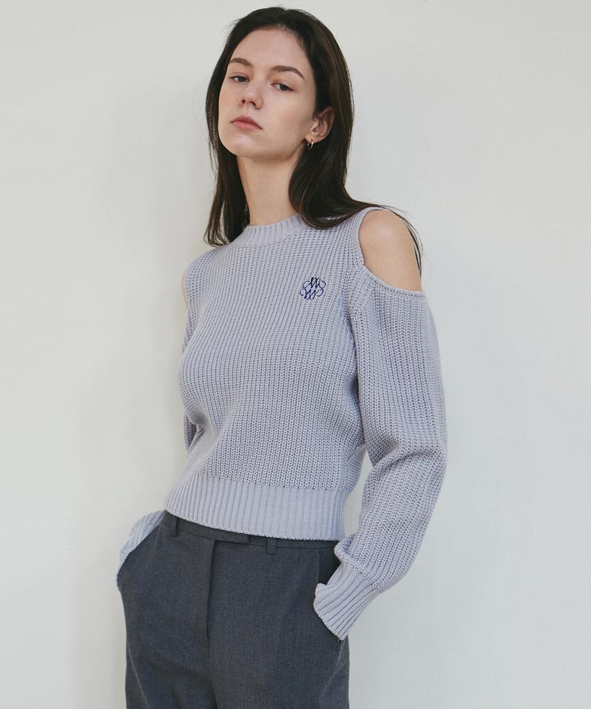 Nigaennikol Signature Cut Out Crew Neck Knit_Sky Blue