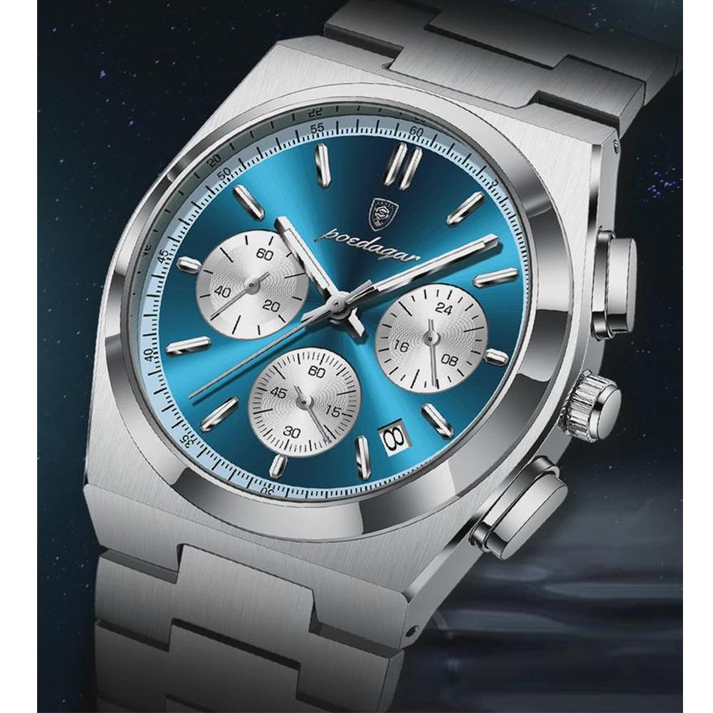 Classical Chronograph Watch Men Luxury Sport Three-Eyes Multifunction Quartz Wristwatch Man Clock Waterproof Luminous Date