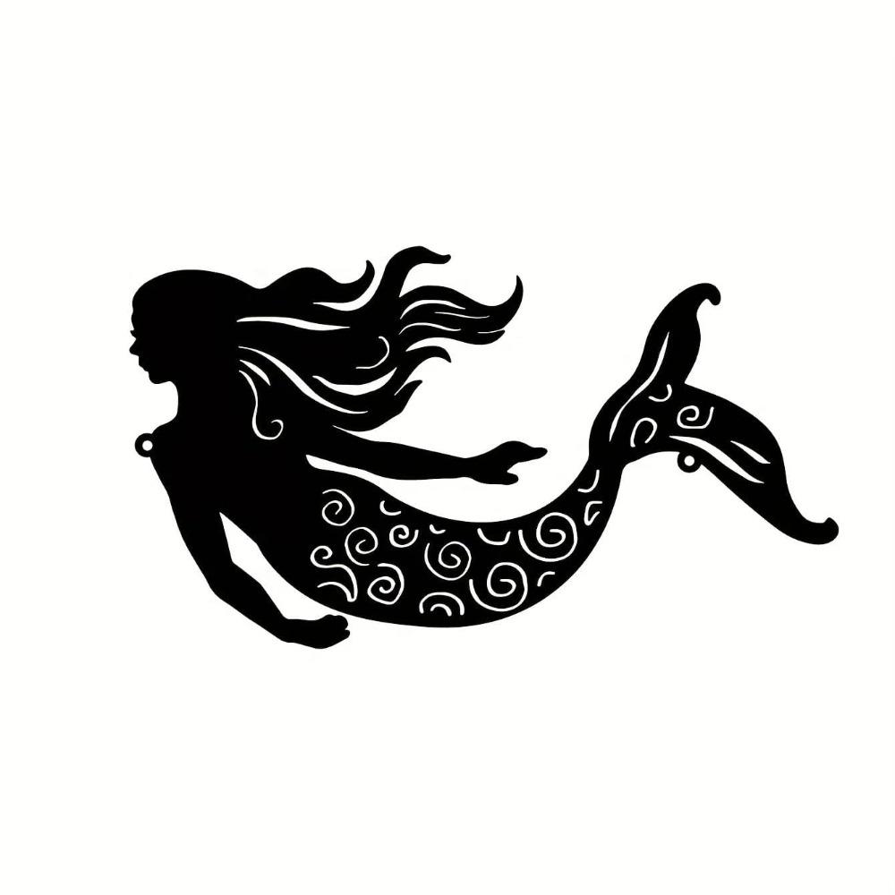 Mermaid Metal Wall Art 11.81x6.69 Inch Rustic Iron Decor for Patio Garden Home Housewarming